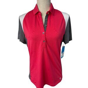GG Blue Womens Ruby Polo Shirt Short Sleeve Colorblock Design Moisture-Wicking A
